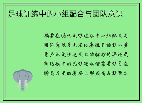 足球训练中的小组配合与团队意识
